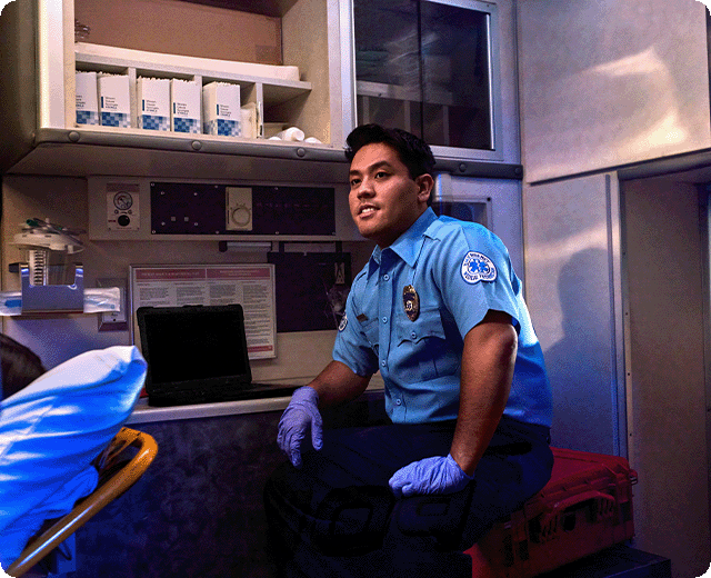 EMS first responder on the job
