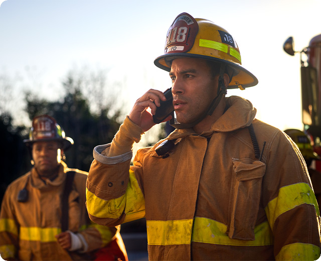 Firefighter on phone