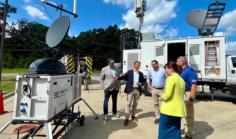 Public safety officials interacting with FirstNet CRD at a local event in North Carolina